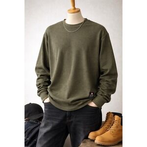 Ecko Unltd Men's XL Olive Green Thermal Waffle Knit Long Sleeve Shirt Streetwear